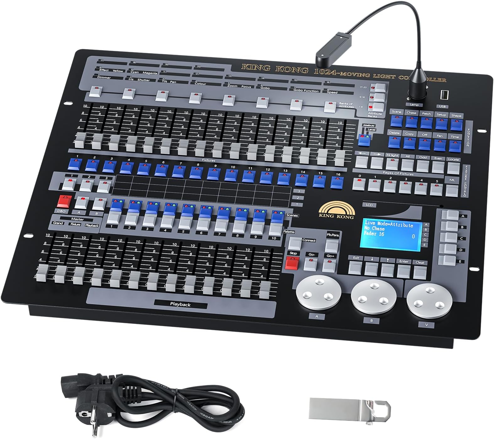 DMX 512 Light Controller,DMX Controller 1024 Channel Fog Stage Light Console Mixer Board Use for Edit lighting programs for Party Wedding Stage Lighting Show Christmas and Halloween