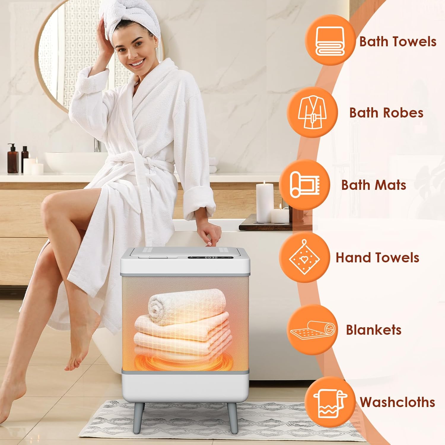 Folding Towel Warmer,35L Dryer & Heater Dryer Machine Heat/Dry Modes Portable Family-Sized Foldable Design Spa Blanket Warmers for Bathroom, Spa, Home Gifts Set