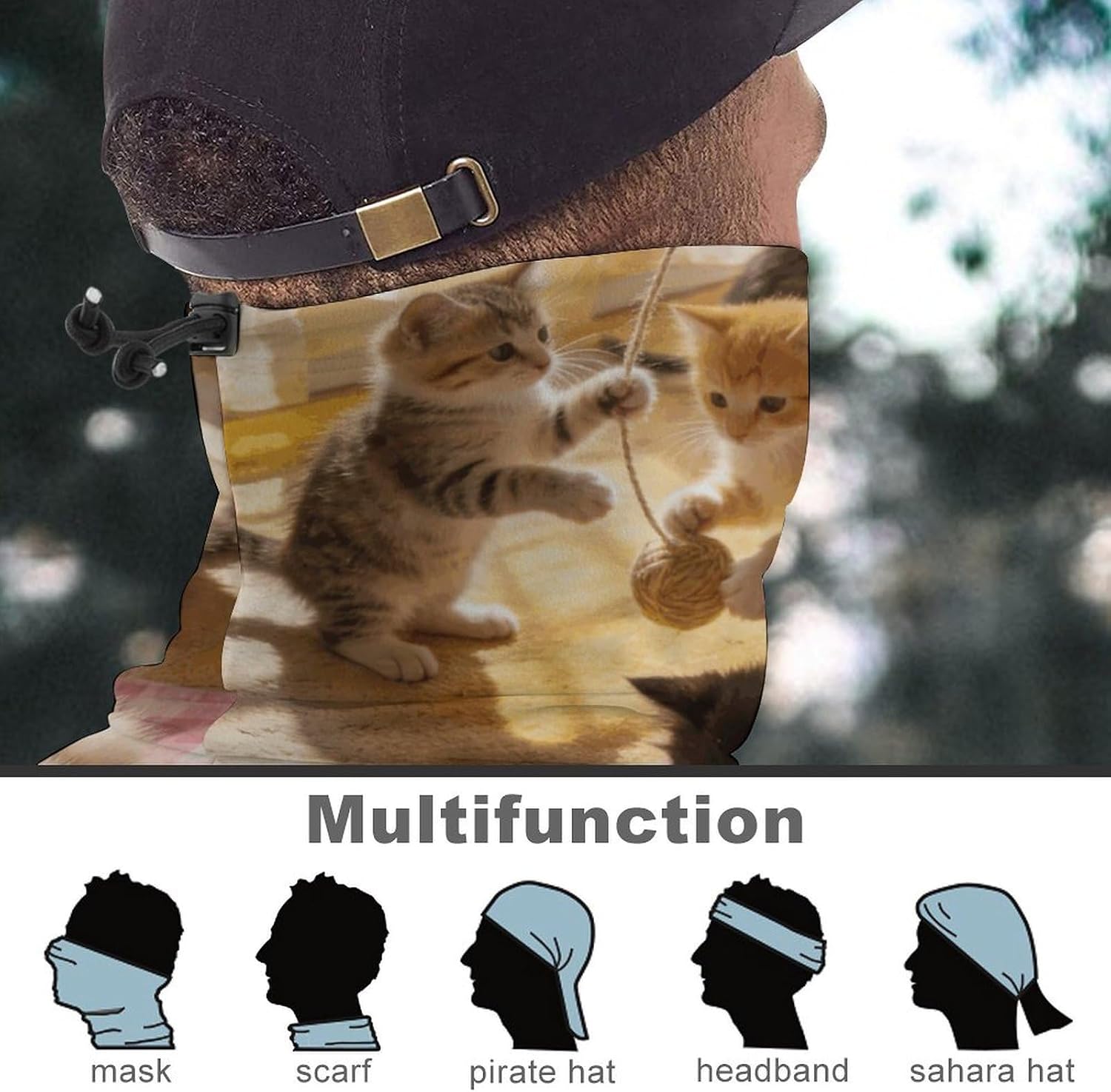 Kitten Party Neck Gaiter Face Mask for Men And Women Breathable Dustproof Face Cover Scarf for Outdoor Sports Sun Protection Bandana for Fishing Hiking