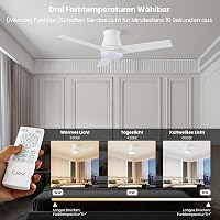 CJOY 107 cm fehér mennyezeti ventilátor távirányítóval, LED világítással, dimmelhető, alvási mód - 107cm 4