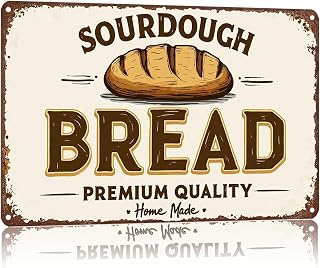 Vintage Sourdough Bread Metal Tin Sign, Retro Premium Homemade Bread Wall