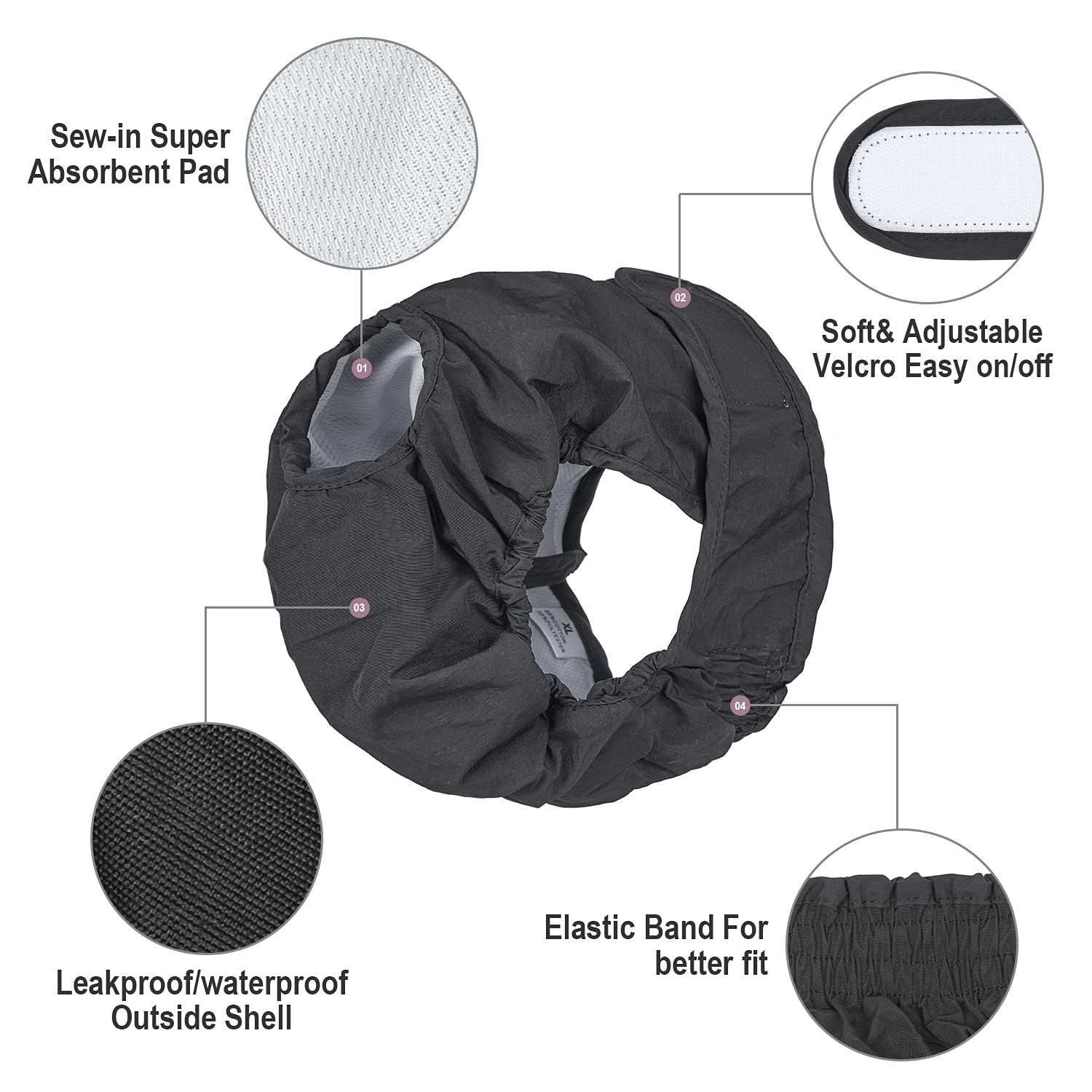 Couches Lavables pour Chiennes, sous-vêtements Hygiéniques pour Chiens en Chaleur, 5 Tailles XS à XL, Convient à Toutes Les Chiennes (XL: 60-82cm, 3-Packs)