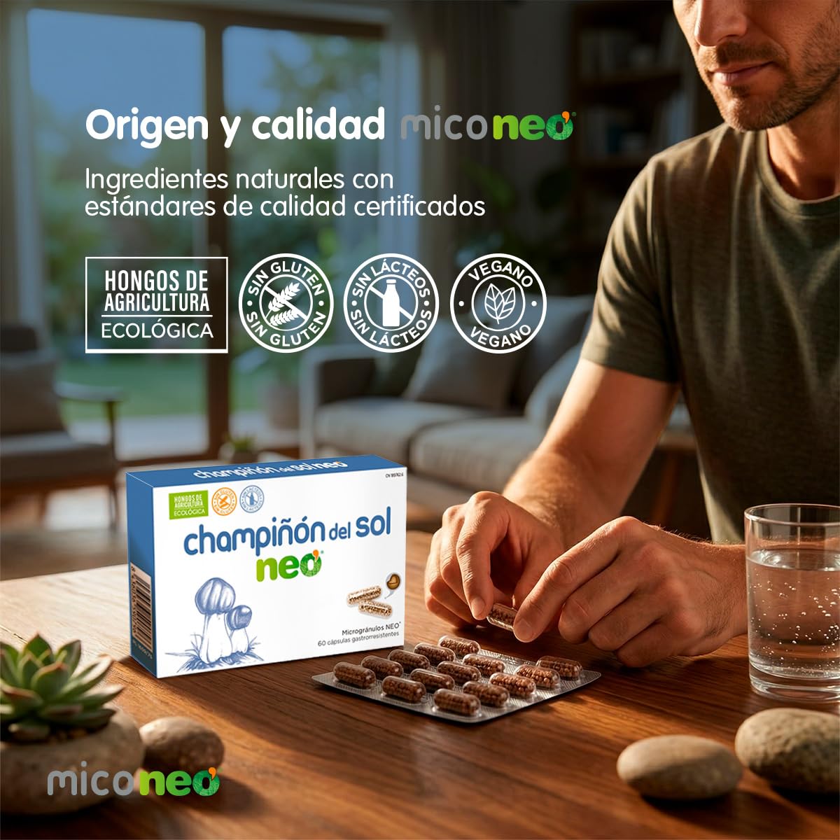 Mico NEO | Champiñón del Sol | 60 Cápsulas | Suplemento Alimenticio Natural | Elaborado con Hongos