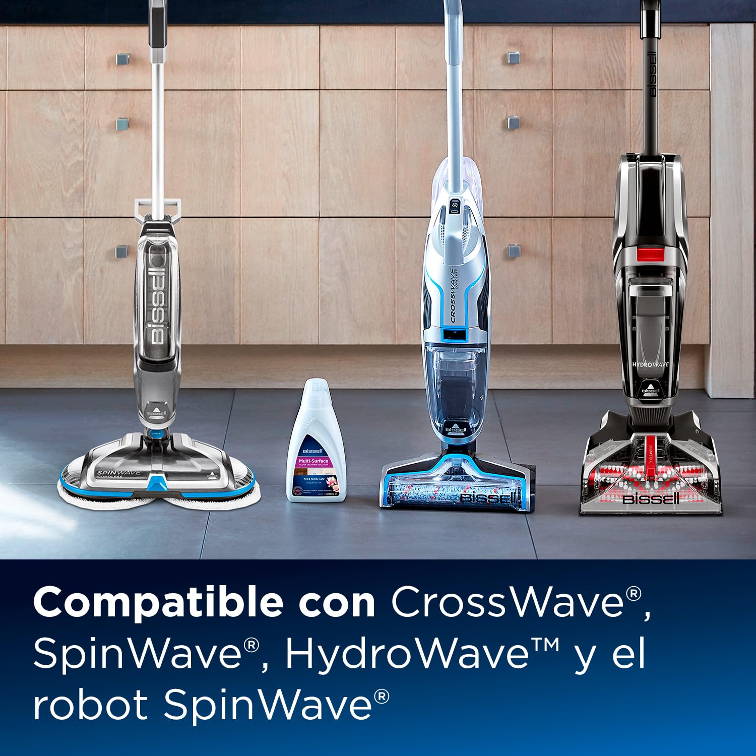 Bissell 1 CrossWave Kit Original, Solución de Limpieza Suelos 2 x 1 L x Cepillo multisuperficie x Filtro, 2815, Mix