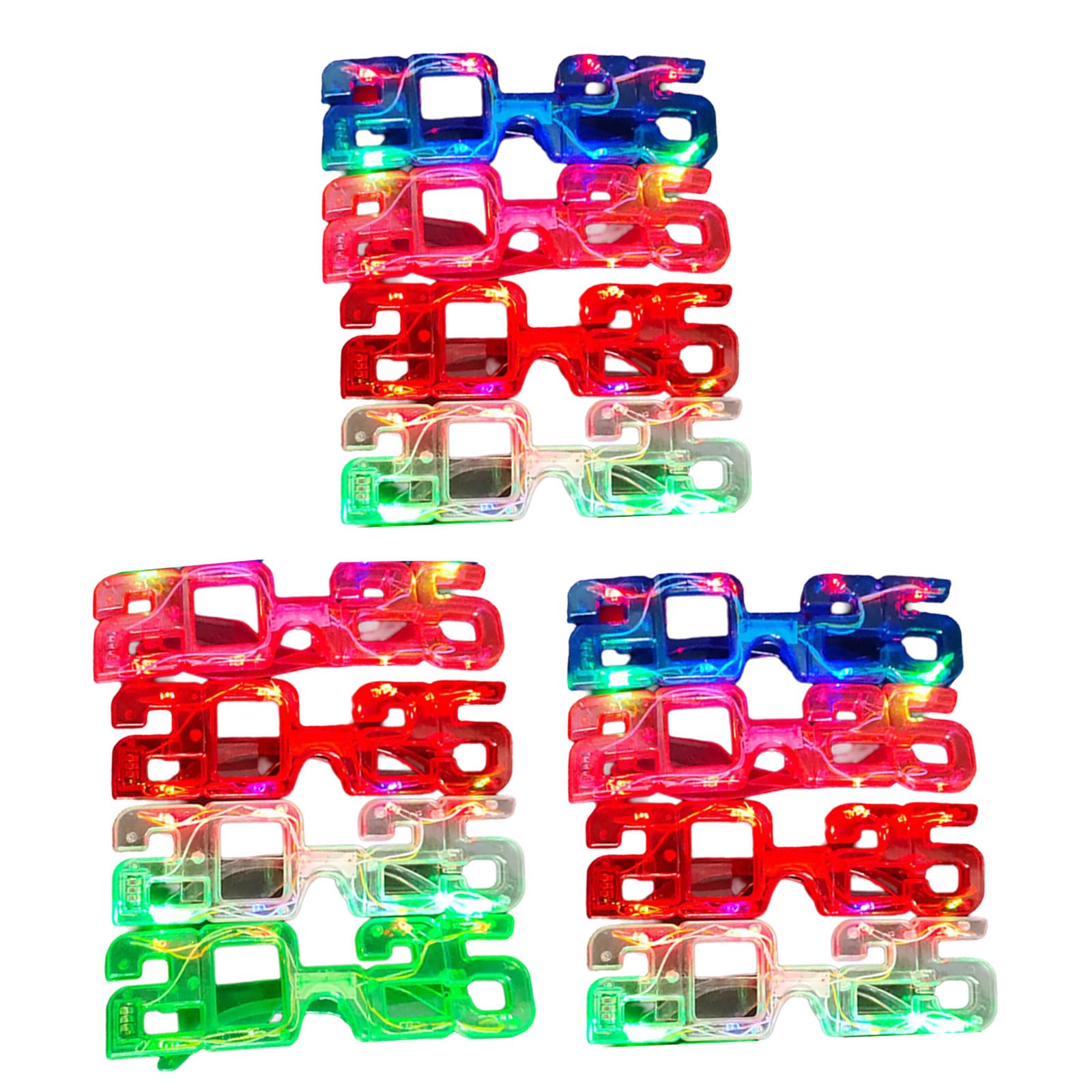 New Year Eve Celebration Glasses LED Glasses Family Gathering Glasses Set 12pcs Party Props Eyeglasses Room Decoration
