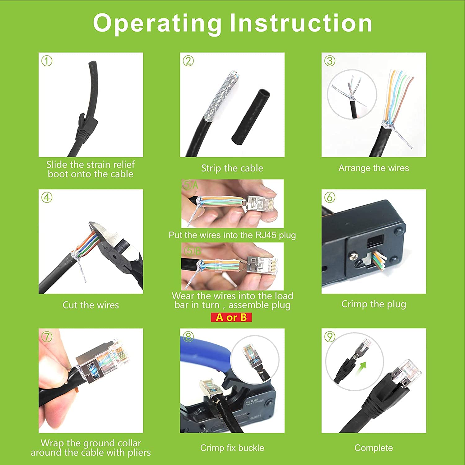 Cat7 RJ45 Connector 10 Pack Cat6A 8P8C Connector Cable Crimp Modular Plug Insertion
