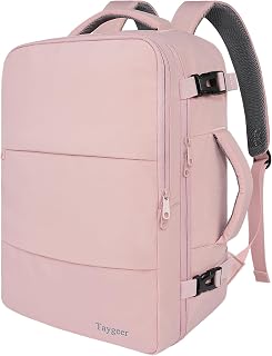 Taygeer Pink Travel Backpack for Women - 15.6" Laptop Carry-On with Shoe Bag, Wet Pocket, Water Bottle Holder, TSA Approved