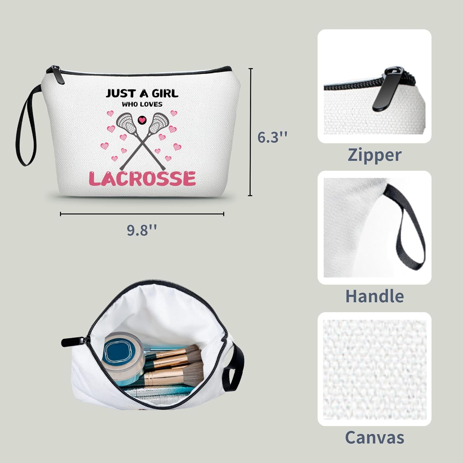 Girls Lacrosse Players Team Gifts for Girls Lacrosse Cosmetic Makeup Travel Bag Friend Birthday Gifts for Women - Image 2