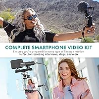Vista 3 de Movo V8 - Kit de vlogging para iPhone con trípode, agarre, micrófonos, luces LED y vlog remoto inalámbrico, paquete de inicio de YouTube para Apple