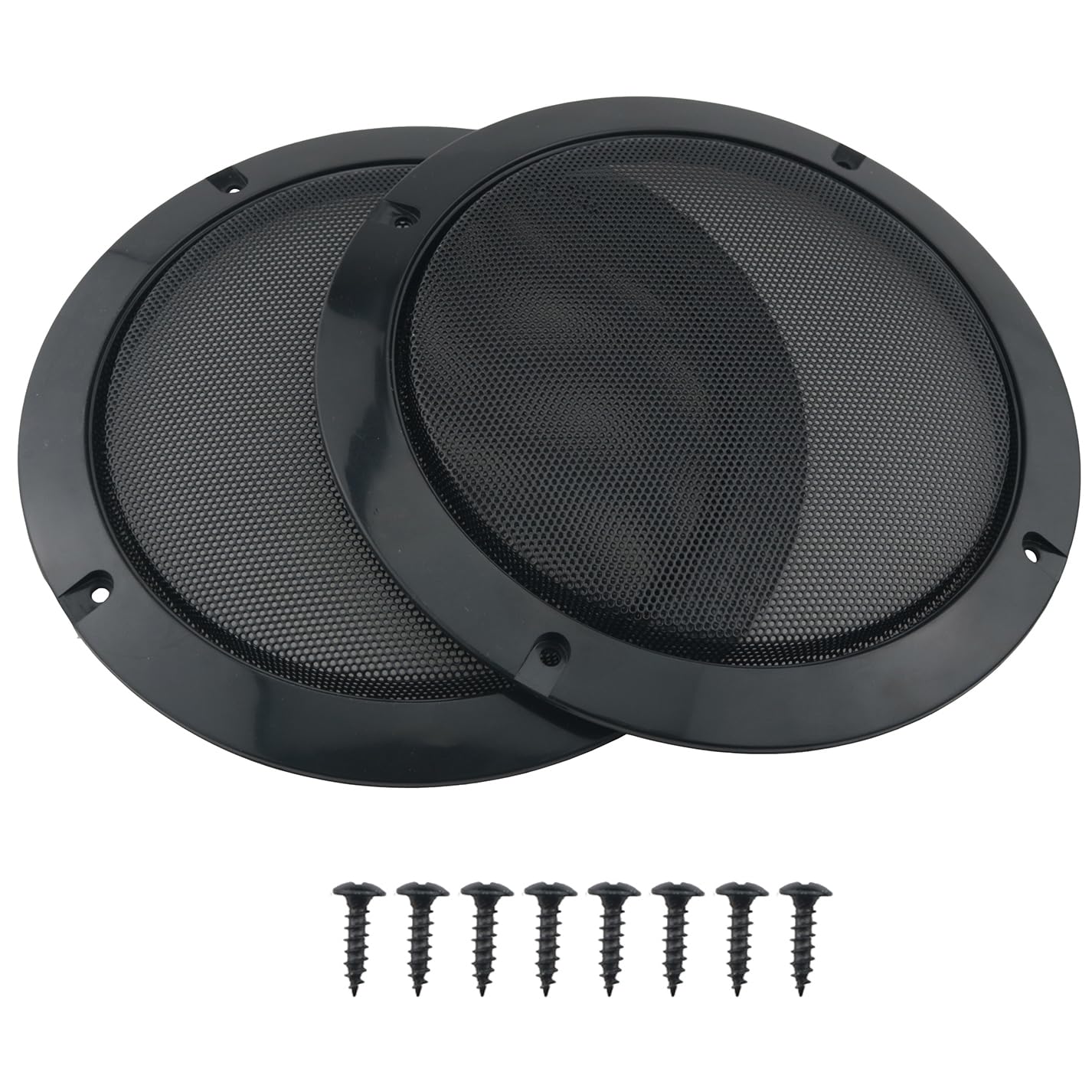 MEETOOT Black 2 Sets Speaker Grille Round Hole 6.5 Inch Cold Rolled Steel (Including Screws) Car Speaker Decorative Rings Subwoofer Grille