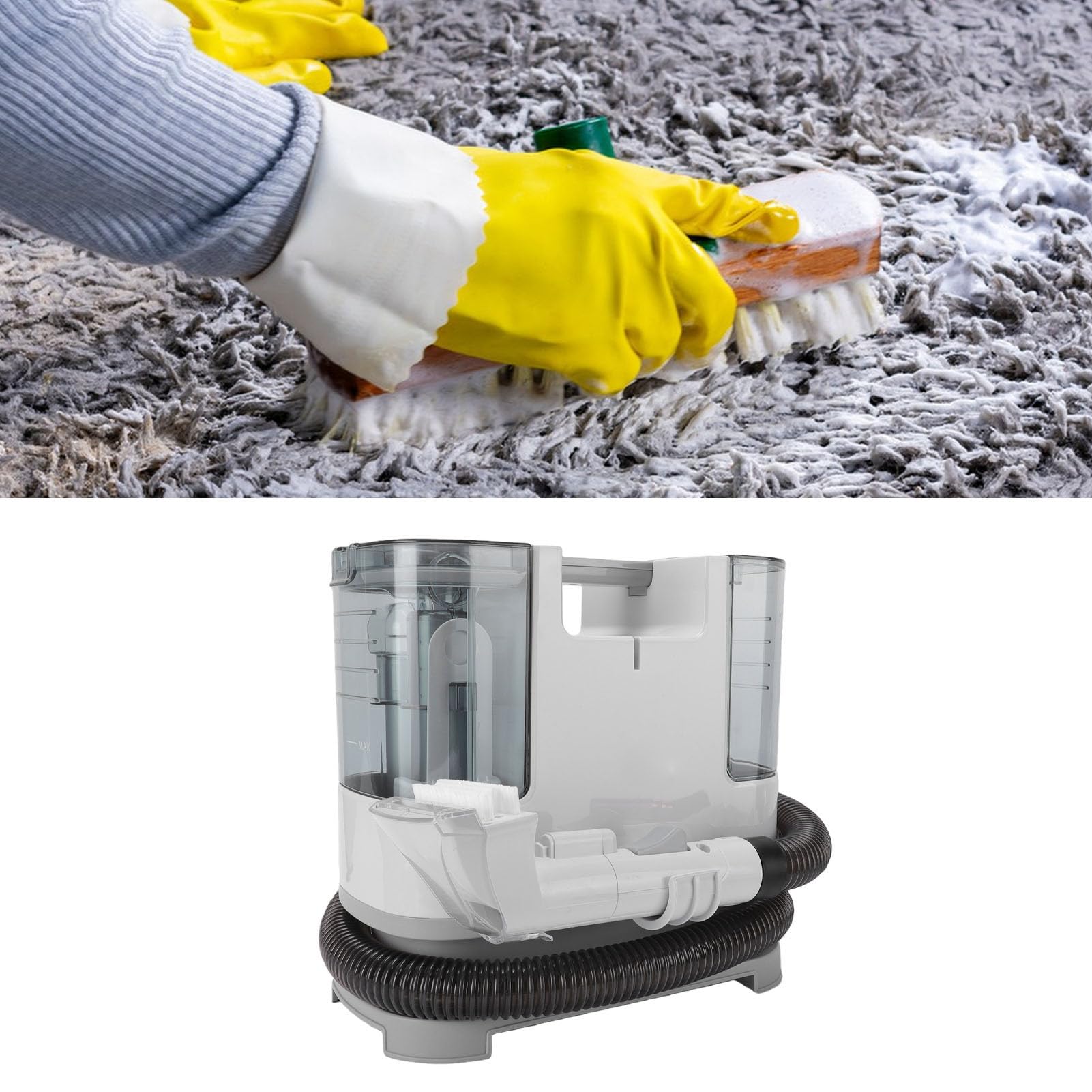 Generic Limpiador Eléctrico de Sofás de Tela, Limpiador de Alfombras con Fuerte Succión de 9 Kpa y Potencia de 400 W, con 2 Cabezales de Cepillo, Diseño de Tanque Doble, para Asiento de