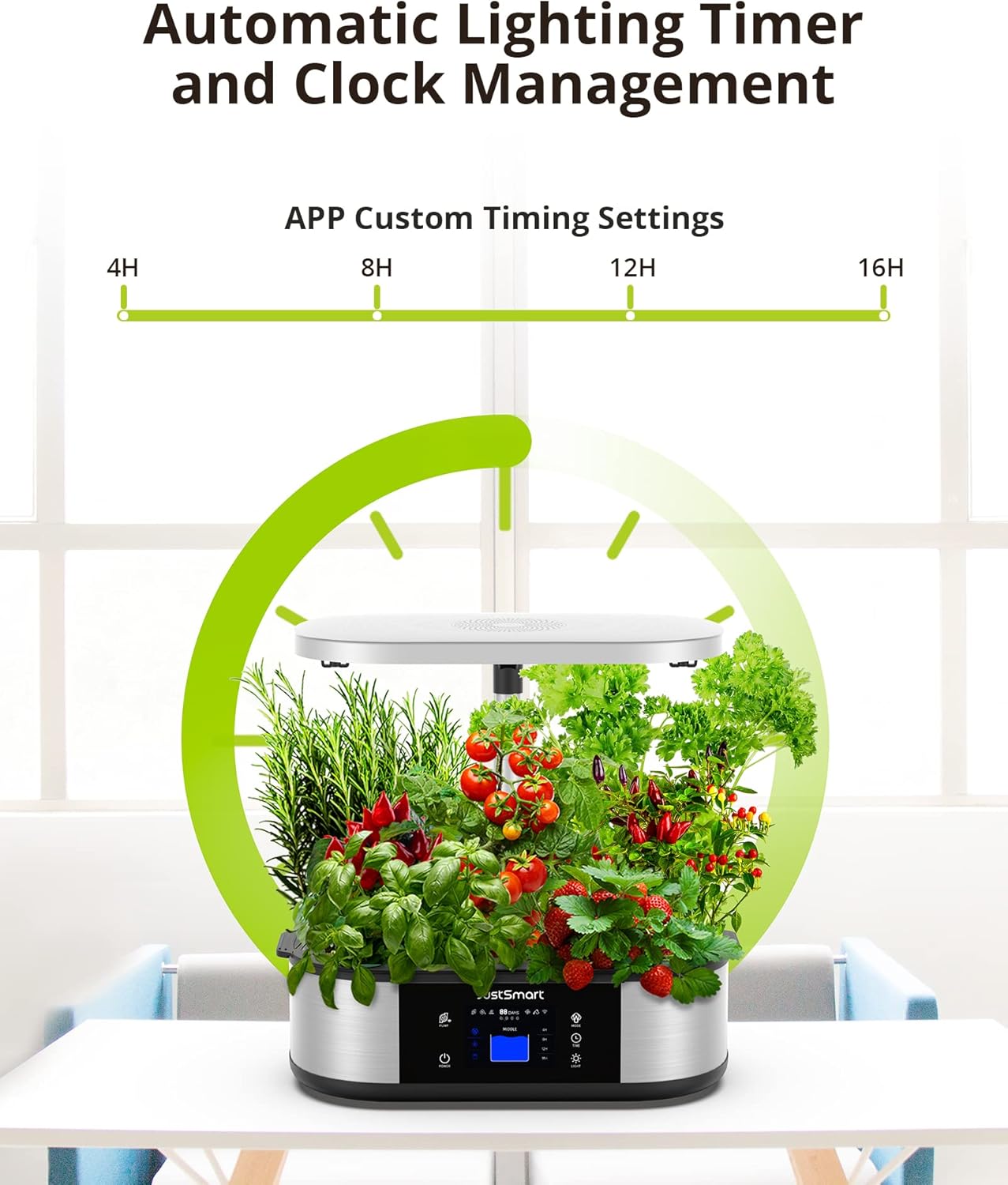 WiFi 12 Pods Hydroponics Growing System Indoor Garden with APP Controll and 3 Planting Modes, Up to 30", 48w 120 LED Light, Automatic Water-Adding, Fertilization, Timer, Silent Pump, GS1 Max