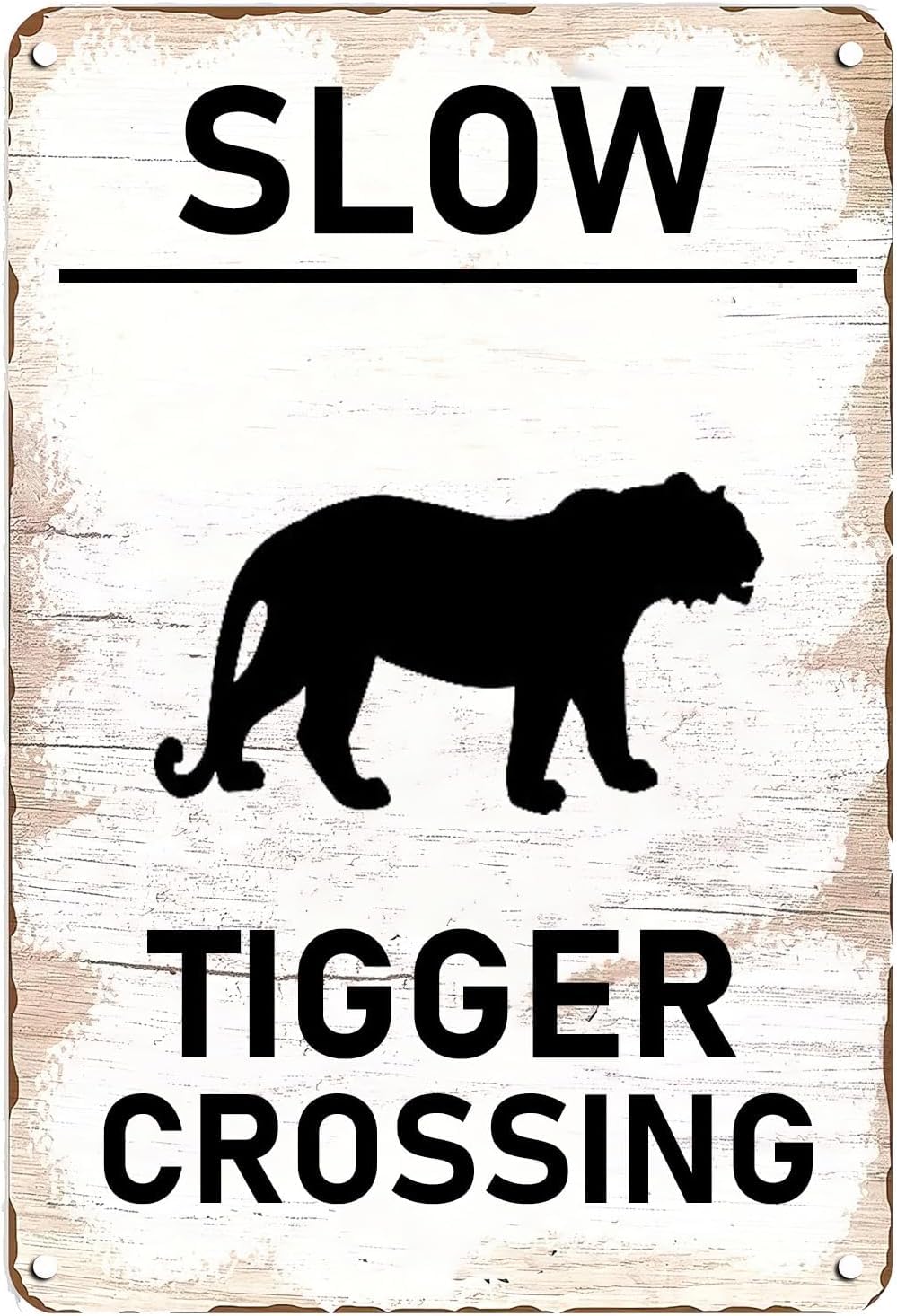 SMAZDFXX Slow Tiger Crossing Vintage Tin Sign,Vintage Farm Decor Tiger Warning Tin Poster Street Decor Signs for Home Garden Yard Bar Pub Outdoor Man Cave Decor 5.5"x8"