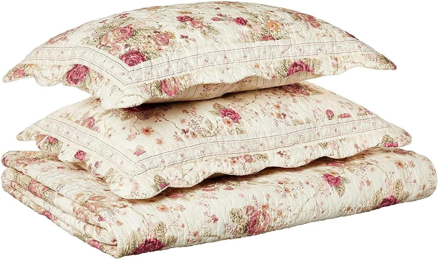 Greenland Home Antique Rose 100% Cotton Heirloom-Quality Quilt Set, 2-Piece Twin/XL, Ecru - Image 9