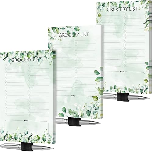 Jinei Paquete de 3 blocs magnéticos para lista de comestibles para refrigerador de 4.5 x 7.5 pulgadas, bloc de notas magnético para refrigerador,