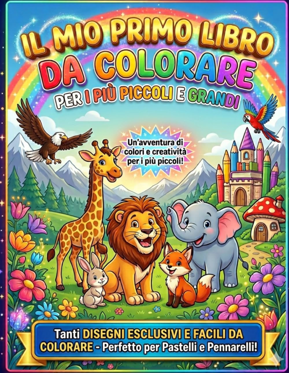 IL MIO GRANDE LIBRO DA COLORARE: 50 Disegni da Colorare Fatti a Mano per Adulti e Bambini