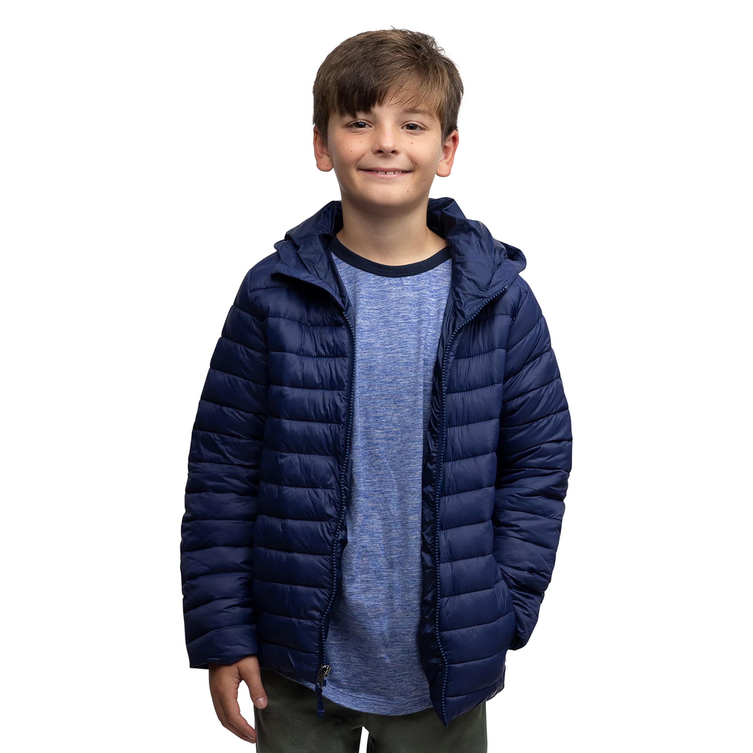 Lands' End Kids Full Zip Lightweight Thermoplume Hooded Jacket (S-XL)