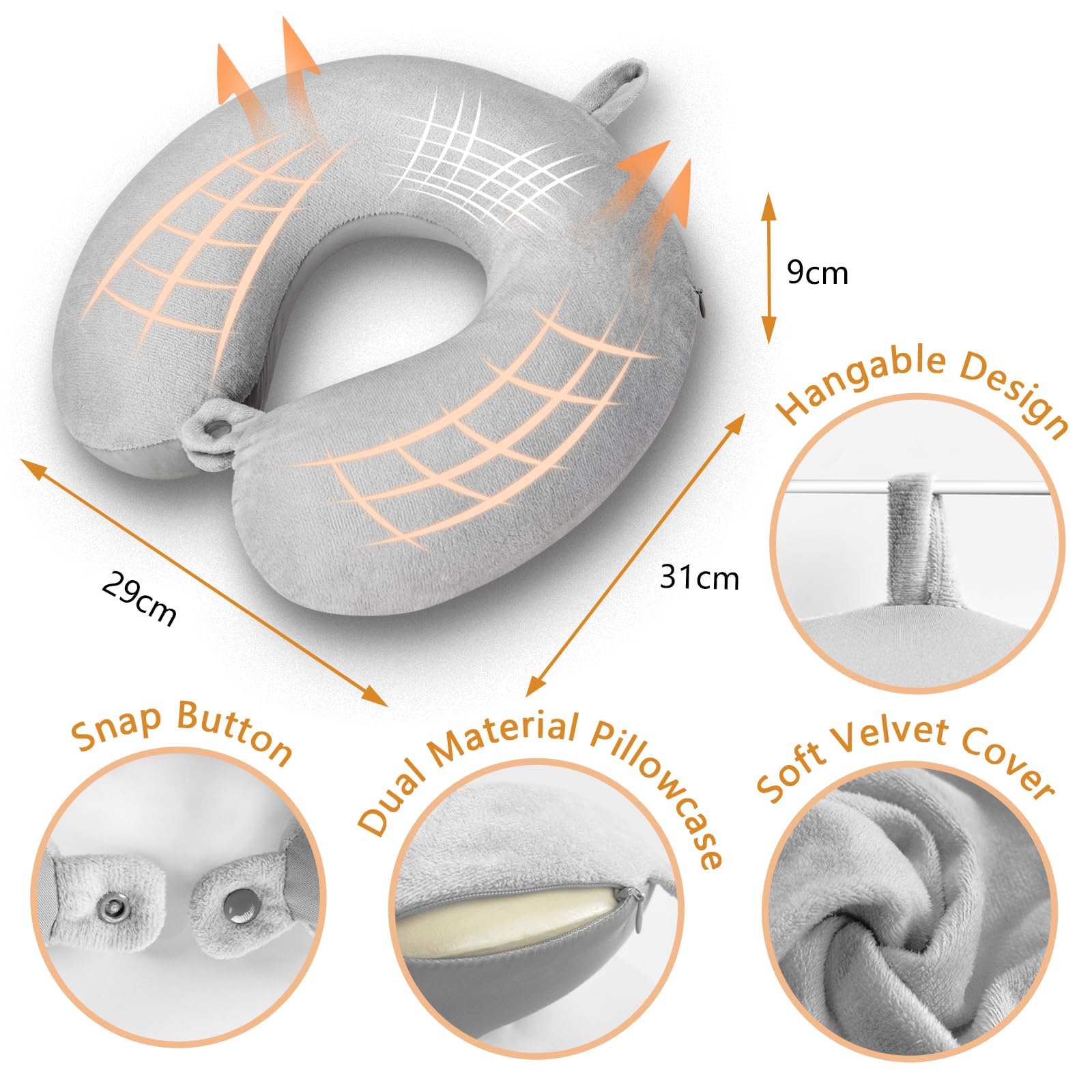 Cuscino Cervicale Memory Foam Per Viaggi - Morbido, Traspirante, Ideale Per Aereo E Auto - Foto 5