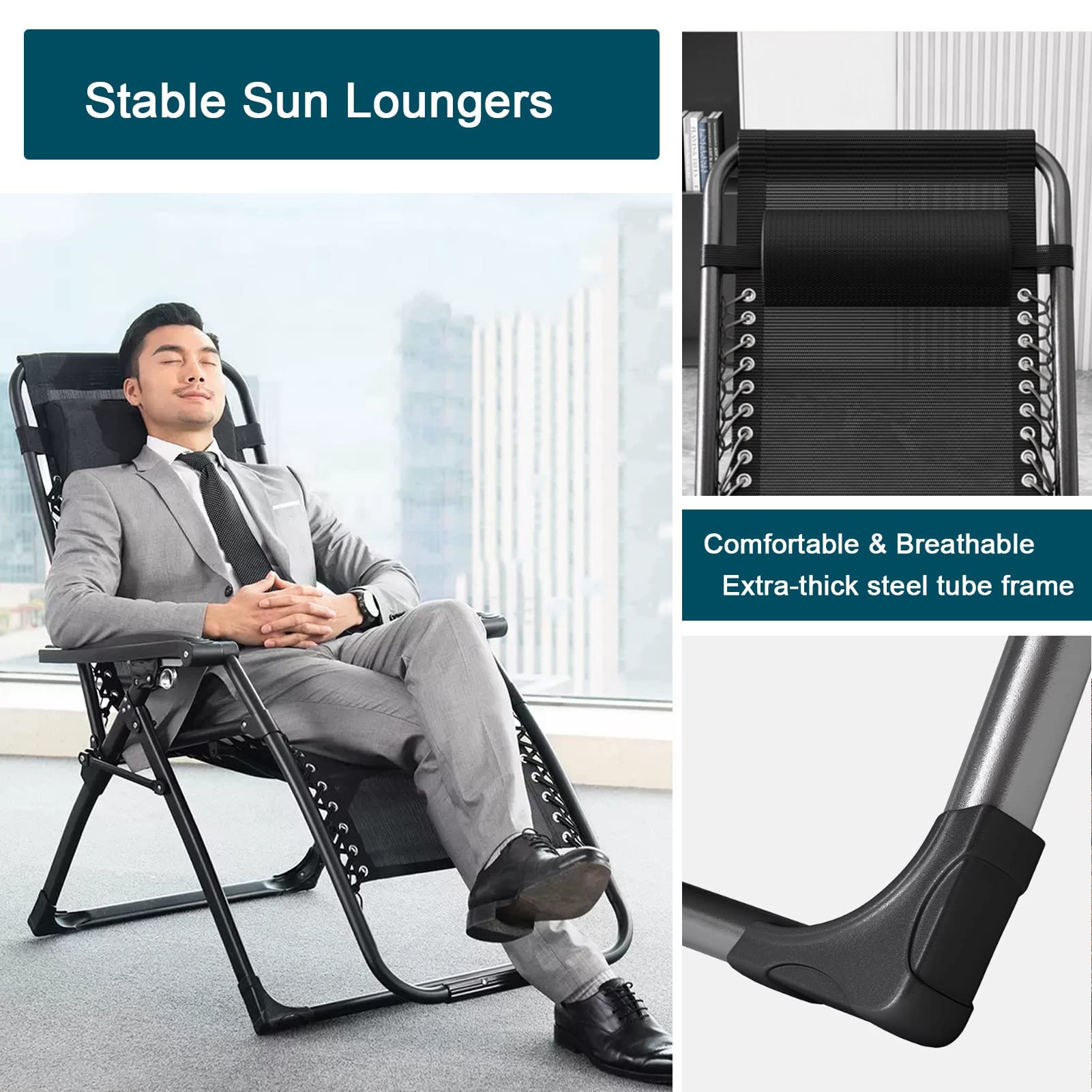 Chaises Longues et inclinables de Jardin, chaises Longues inclinables, fauteuils inclinables pour Salon, Chaise Longue à gravité zéro, chaises Longues Pliantes pour Adultes, Camping, terrass
