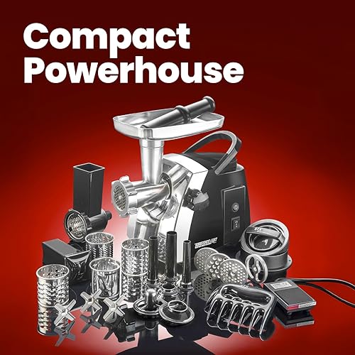 Miniatura 8 de STX International Turboforce Cadet 2000 Series Moledora de Carne Eléctrica | Potente para Uso Doméstico 5-en-1 | Rellenadora de Salchichas |