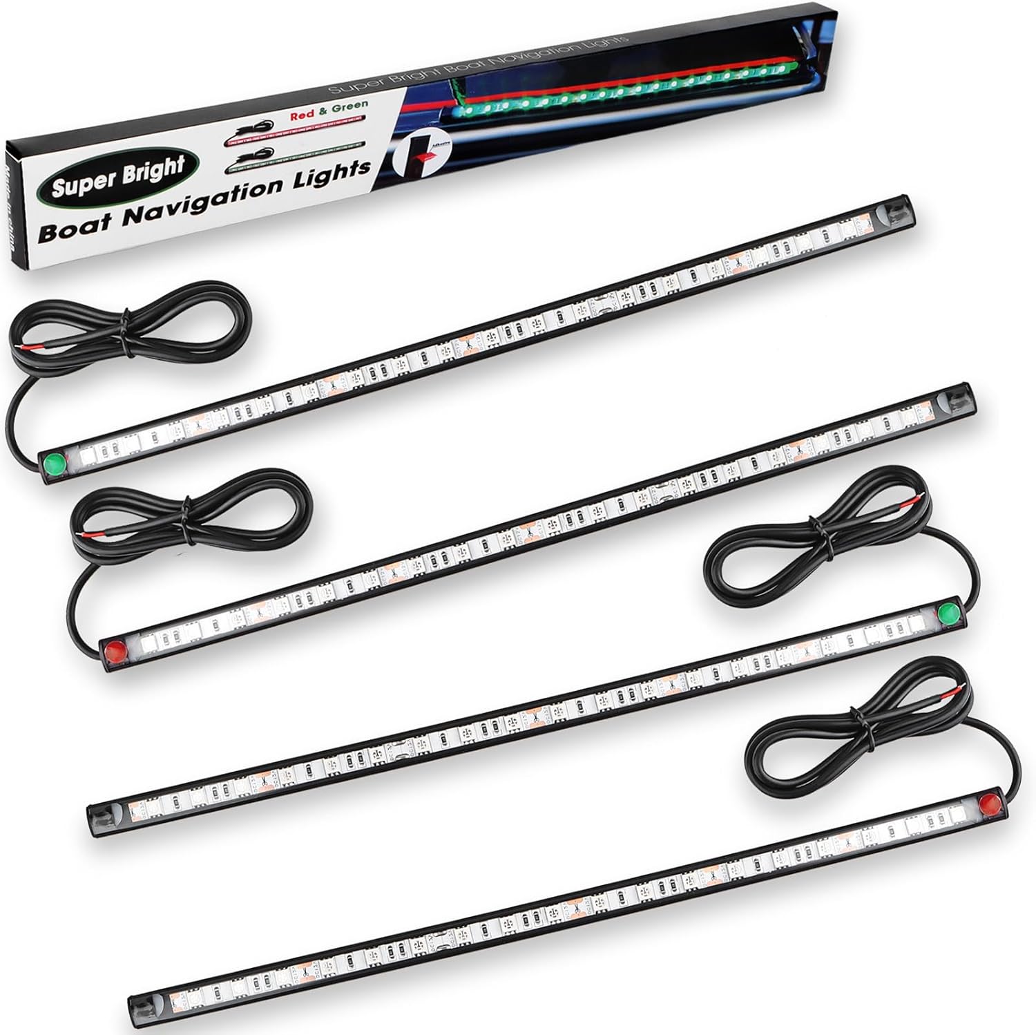 4Pack Boat Navigation Lights, Red and Green Bow Lights Night Fishing, No Drilling LED Marine Navigation Light for Kayak Pontoon Jon Canoe Bass