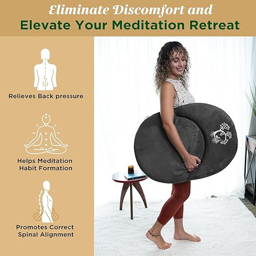Miniatura 6 de Silla de meditación japonesa con respaldo para adultos, silla de meditación premium con respaldo ajustable y plegable para sentarse, yoga y juegos,