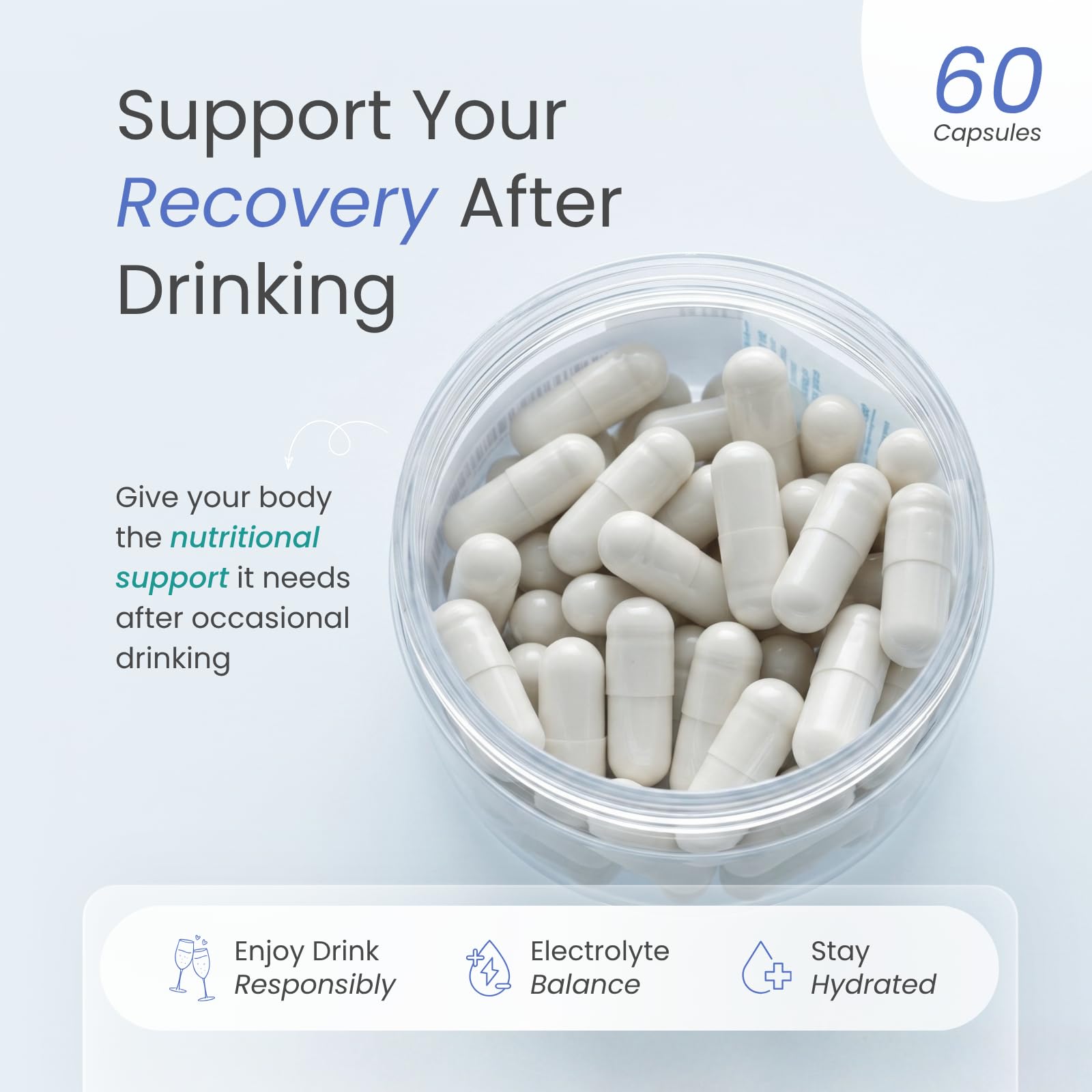 Body C.E.O. After Drinking Aid for Electrolyte Recovery, 60 Veggie Capsules — Amazon image 3