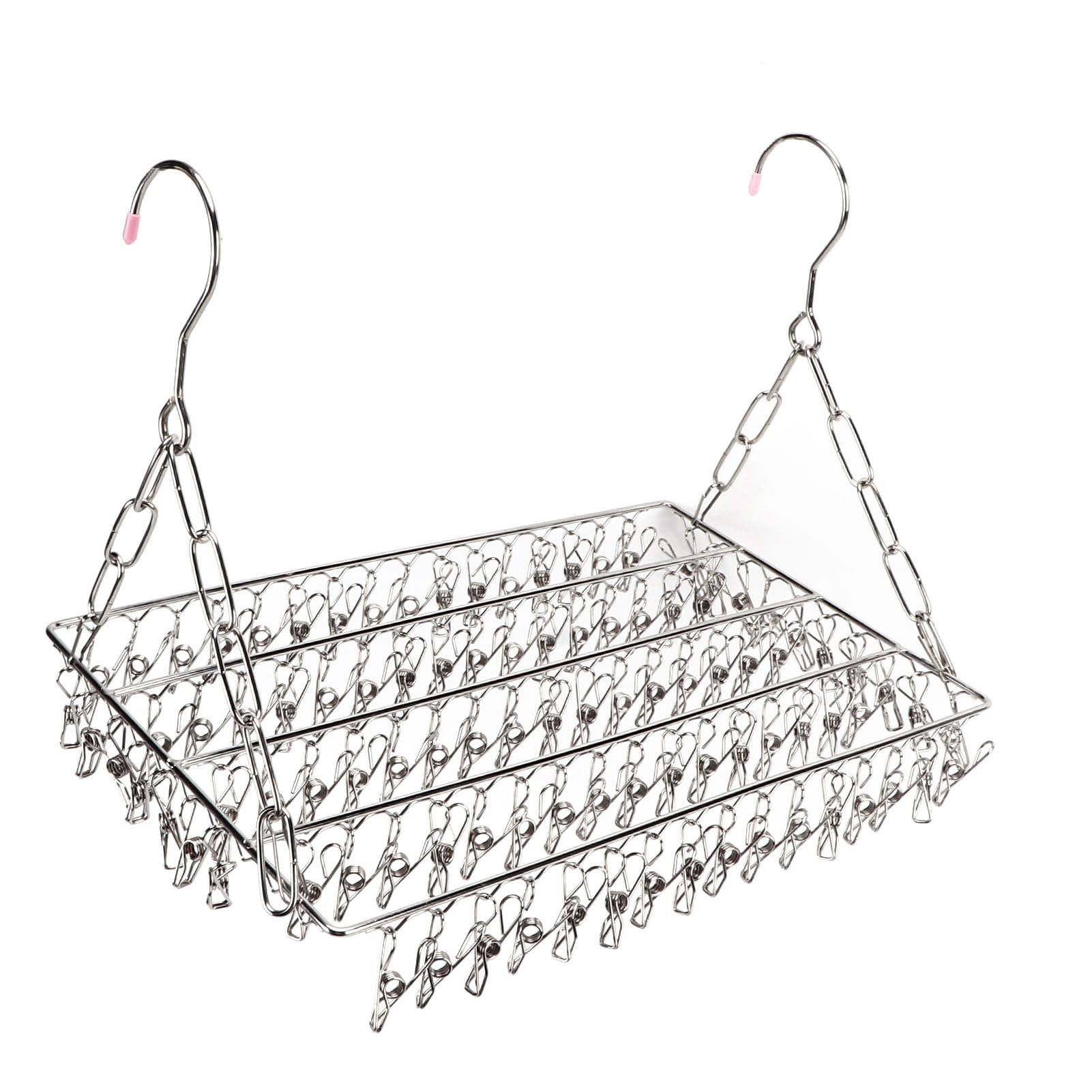 Laundry Drying Rack Stainless Steel Multifunctional Hanging Silver Clothes Drying Rack for Hanging Clothes Towels Socks (100 Clips)
