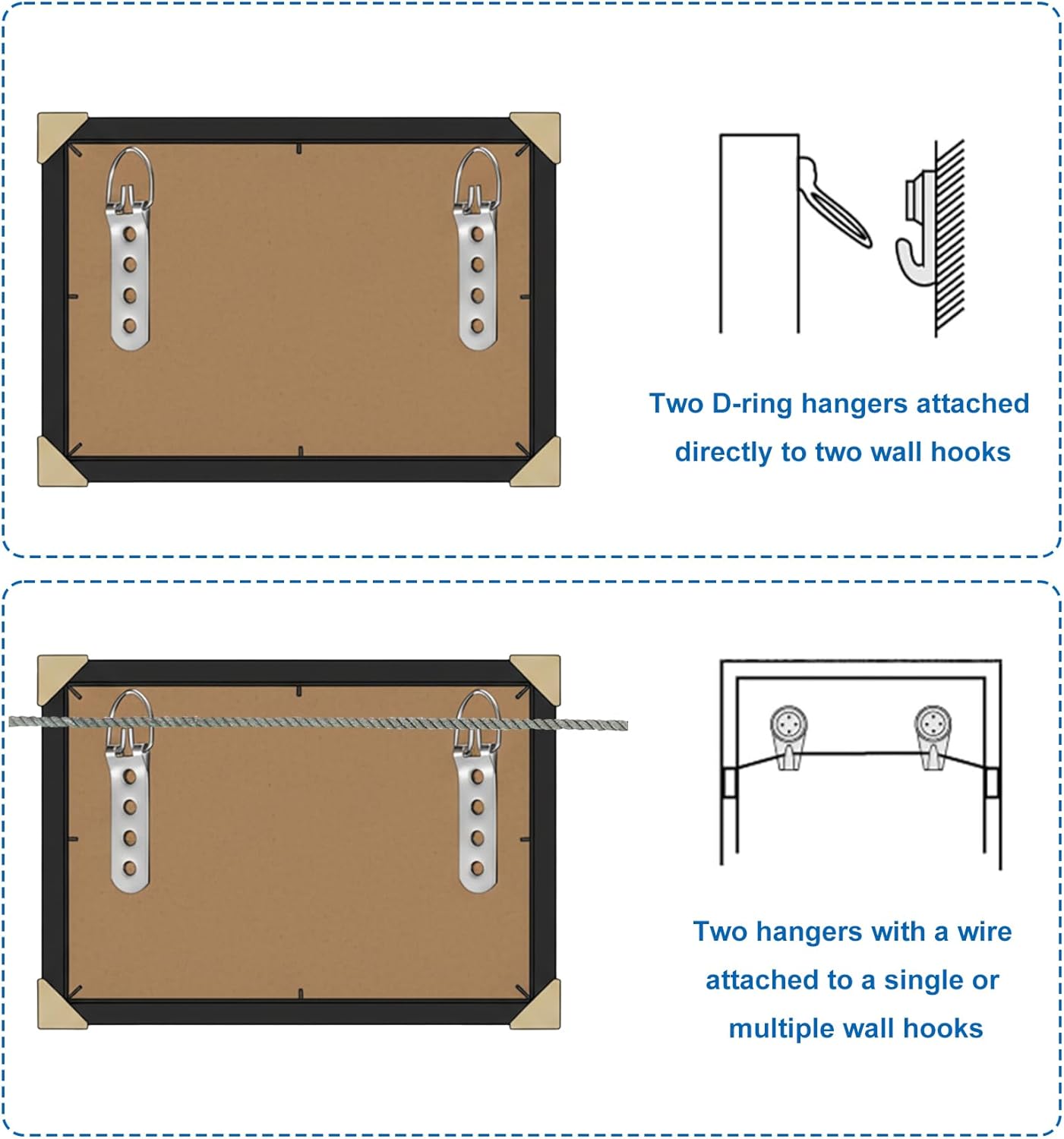 6Pcs Picture Hanging Kit, Heavy Duty Picture Hangers Pictures Frame Hooks for Hanging Hardware Kit with 24Pcs Screws, Ideal for Large Pictures Frames & Mirror, Easy to Install Silver