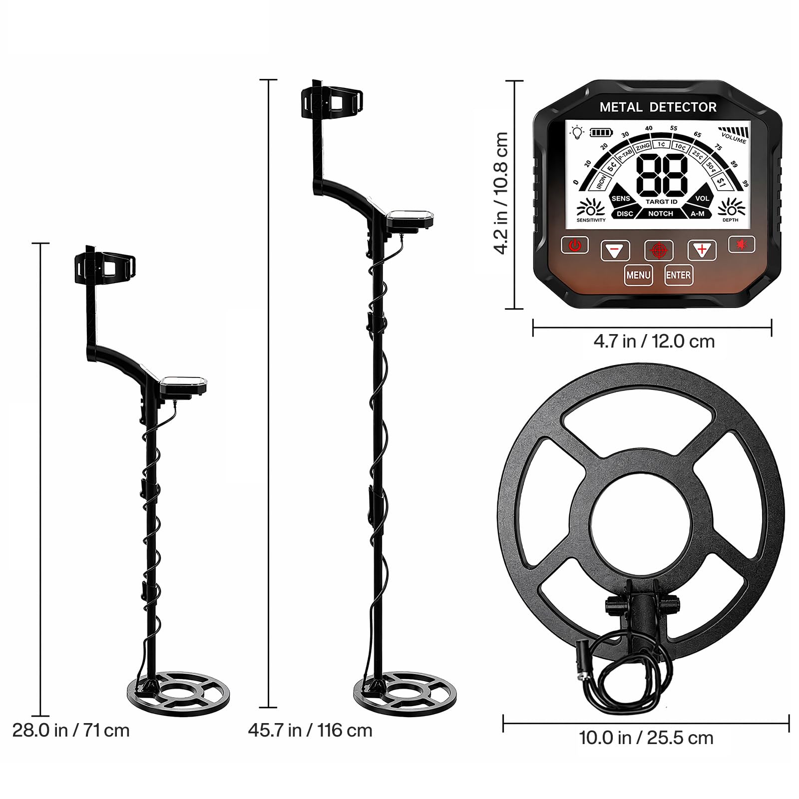 Détecteur de Métaux Professionnel pour Adultes IP68 avec LCD et Pinpoint