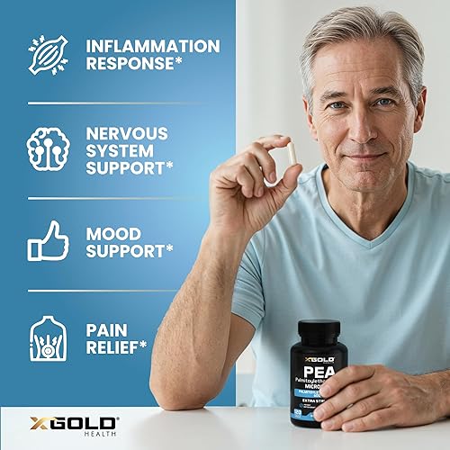 Miniatura 4 de Suplemento de guisante de palmitoiletanolamida 600 mg  Guisante micronizado 99% altamente purificado y biodisponible  Fabricado en Estados Unidos