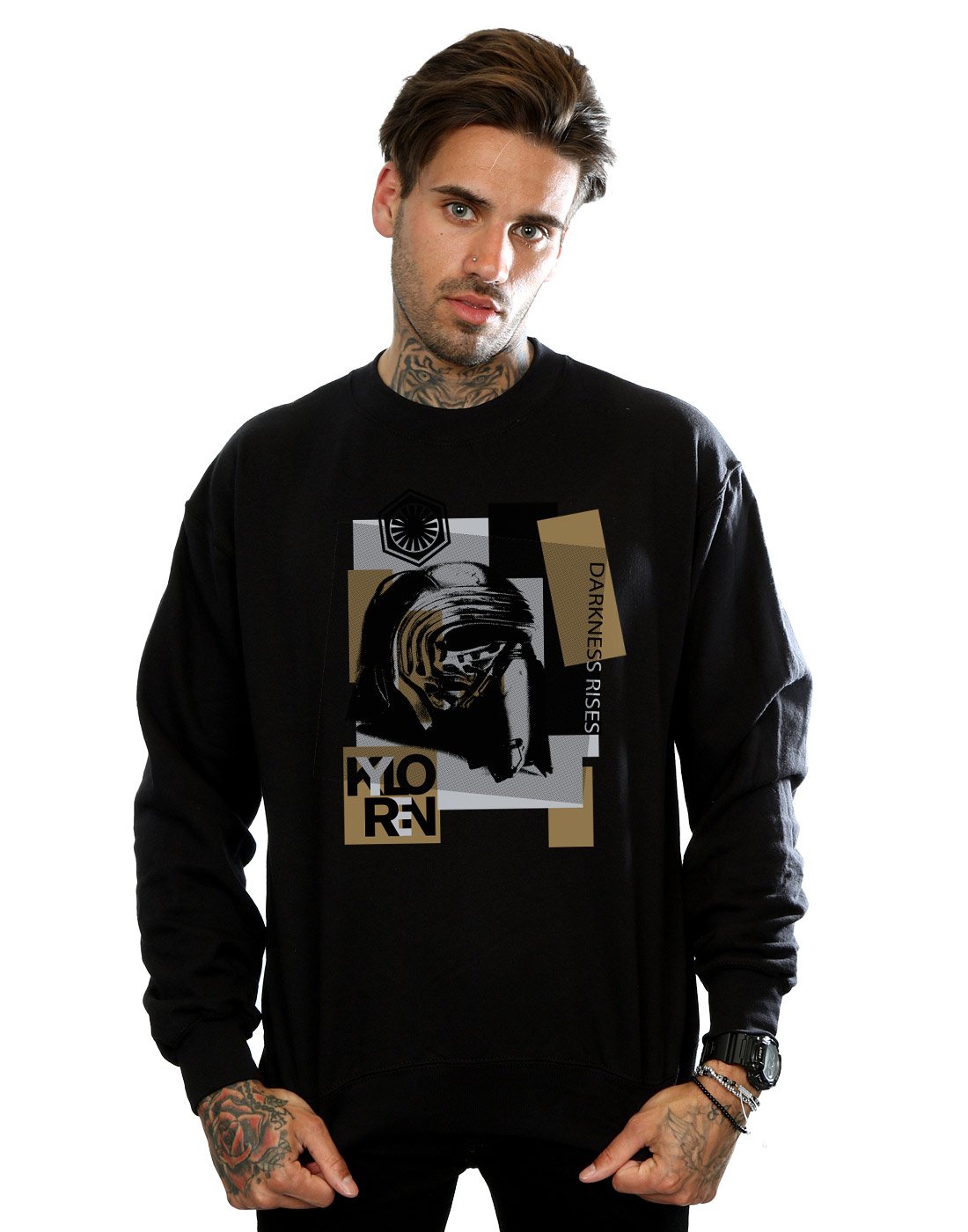 Star Wars Men's Black The Last Jedi Kylo Ren Patchwork Sweatshirt XX-Large