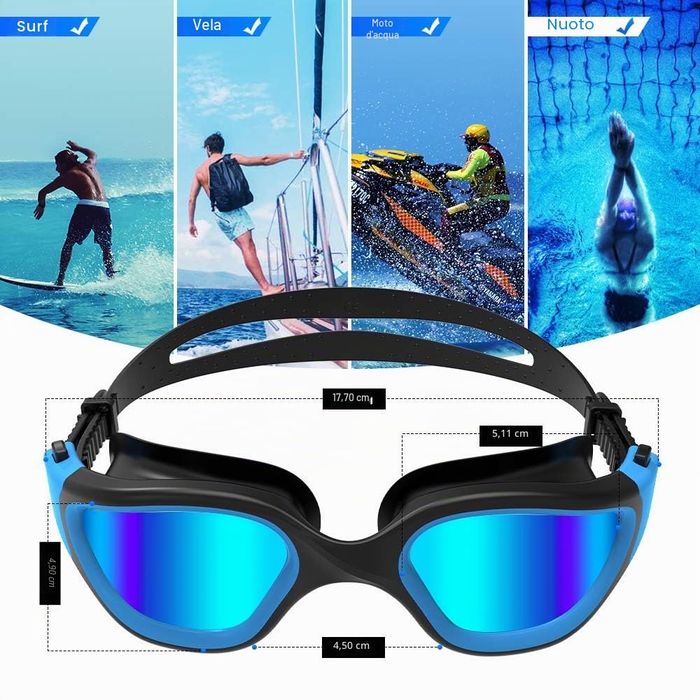 ZIONOR G1 Polarizzati Mirror Occhiali da Nuoto Unisex Adulto Uomo Donna Anti Foglia 100% Anti UV Immersione Occhiali