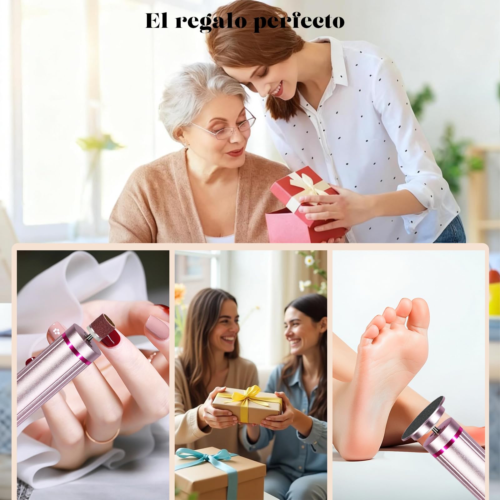 Quita Callos Eléctrico 2 en 1, Quita Callos Eléctrico de 9 Velocidades para Pies con 30 Hojas de Lija, Recargable con Tipo C para Callos, Talones Agrietados y Piel Dura (Rosa)