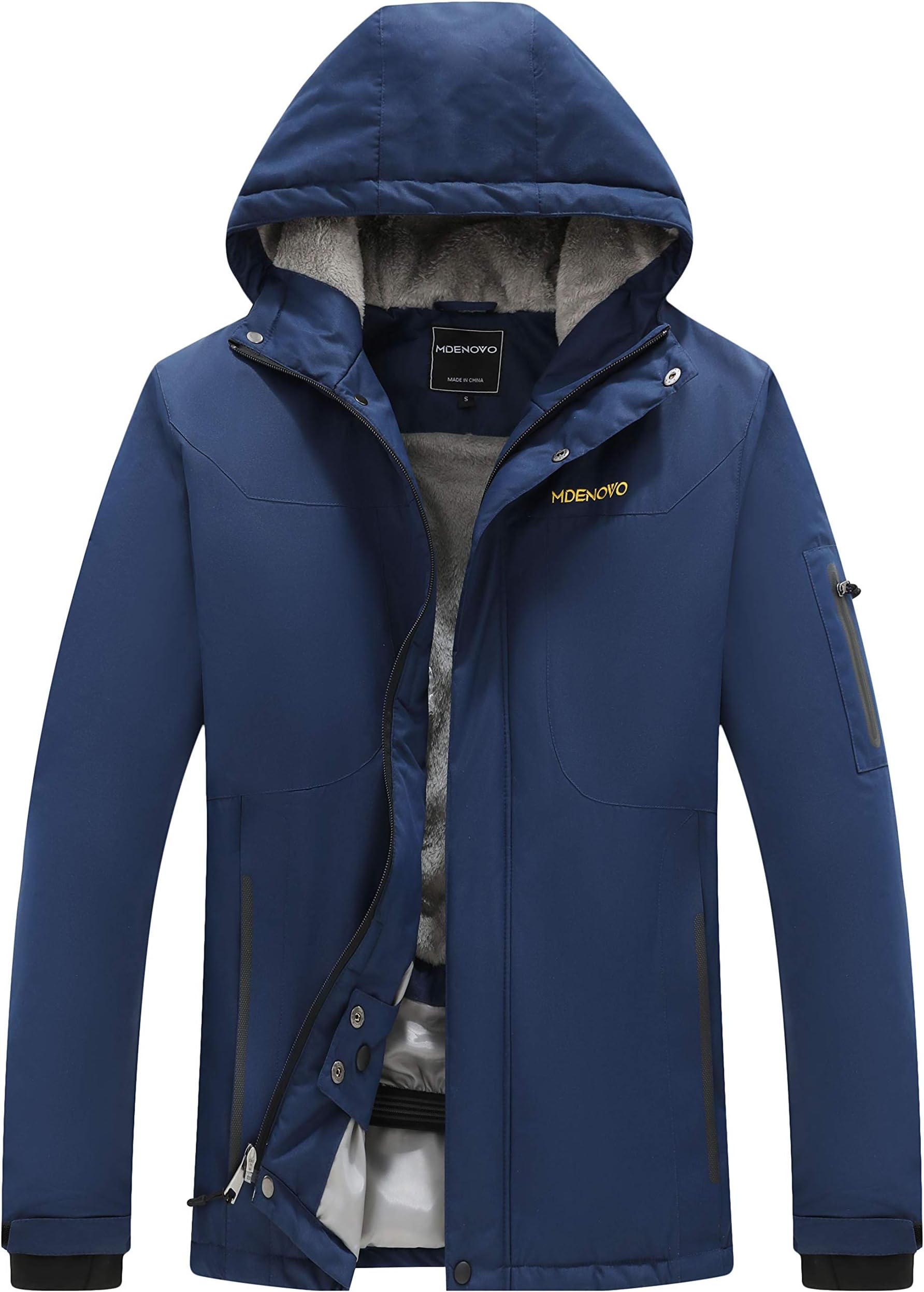 MDENOVO Men's Mountain Ski Jacket Waterproof Snow Fleece Parka Rain Jacket Winter Coat