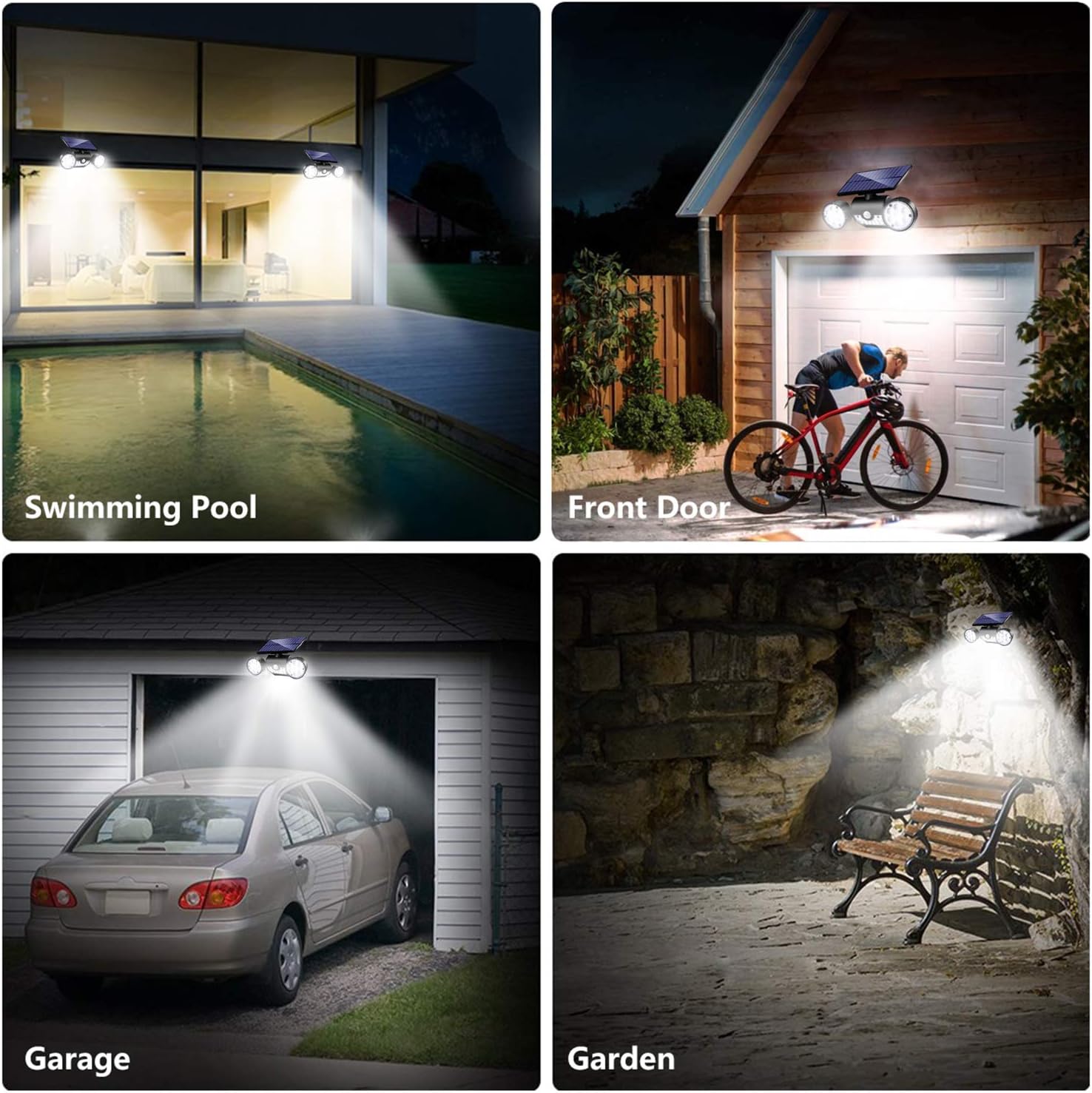 Solar Lights Outdoor, Ambaret 30 LED Motion Sensor Light Waterproof Solar Motion Lights Outdoor Spotlights Security Night Lights 360° Rotatable Wall Light for Yard Stairway Security Lighting Black