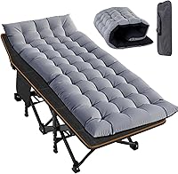 Vista 28 de Slsy Cuna de campamento con colchón de espuma viscoelástica de 2 pulgadas, cama plegable acolchada mejorada con bolsa de transporte, catre de dormir