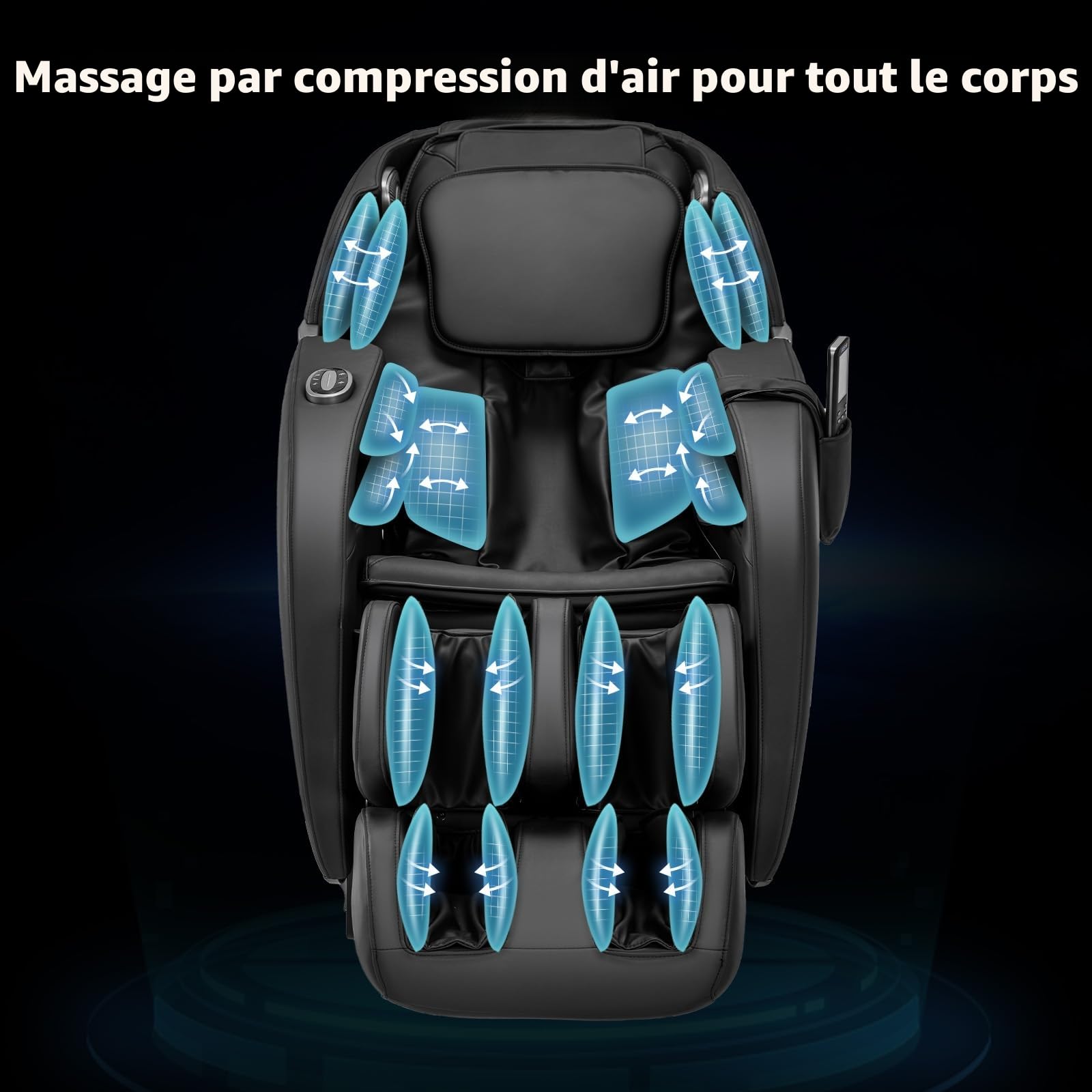 Fauteuil de Massage Complet, Fauteuil de Massage Shiatsu Inclinable à Gravité Zéro, Rail SL, 12 Modes de Massage Automatiques, Chauffage Lombaire, Rouleaux pour Les Pieds, Bluetooth