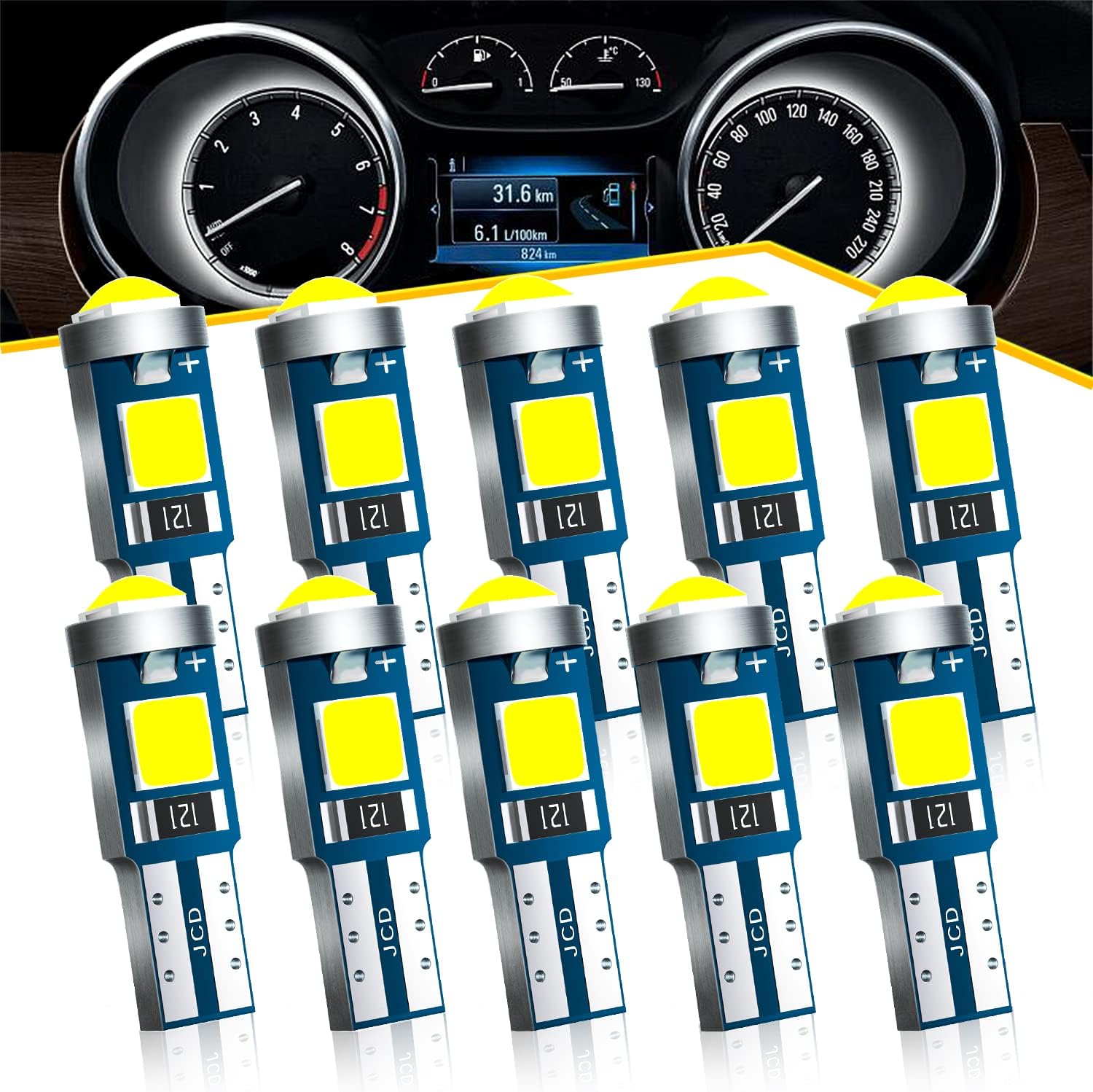 - Antline T5 37 74 2721 PC74 PC37 LED Bulb White, Super Bright Canbus Error Free 12 Volt Replacements for Interior Dashboard Indicator Instrument Panel Gauge Cluster Dome Map Lamp Lights (Pack of 10)