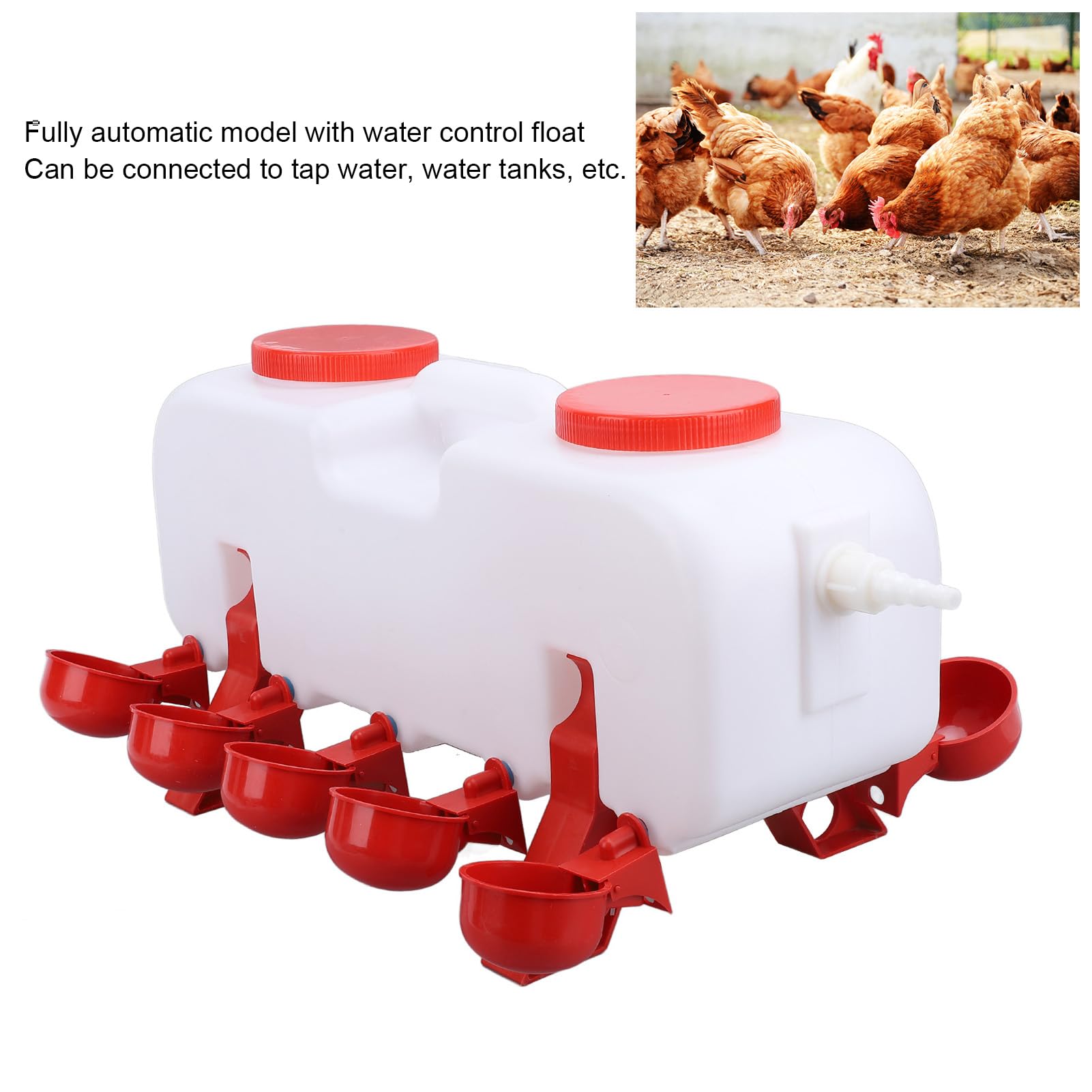 Abbeveratoio Automatico per Polli, Alimentatore D'Acqua per Pollame da 10 Litri con 10 Tazze Anatre, Oche, Distributore D'Acqua Fattoria Sicuro e Pulito Polli, Pappagalli, Quaglie (Grande)
