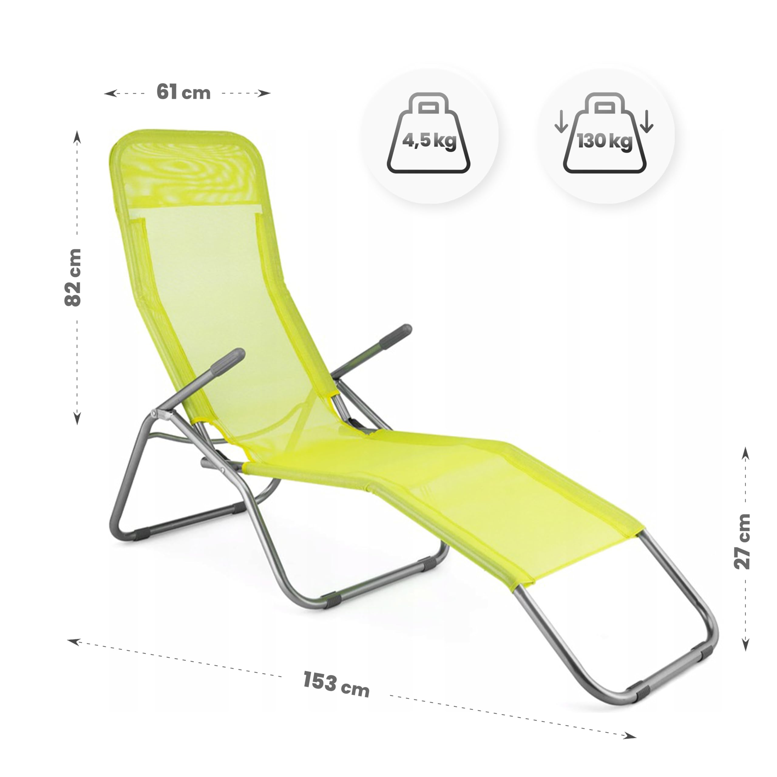 Liegestuhl Klappbar, Sonnenliege, Schwerkraft Gartenliege, Strandliege Klappbar Leicht, Gartensessel, Relaxliege, Relaxsessel Garten, Klappliege bis 130 kg (Lindgrün)
