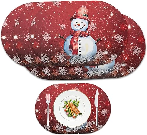 Miniatura 100 de Juego de 6 manteles individuales lavables para mesa de comedor, resistentes al calor, mesa de cocina, decoración del hogar, lavable, ovalada, de