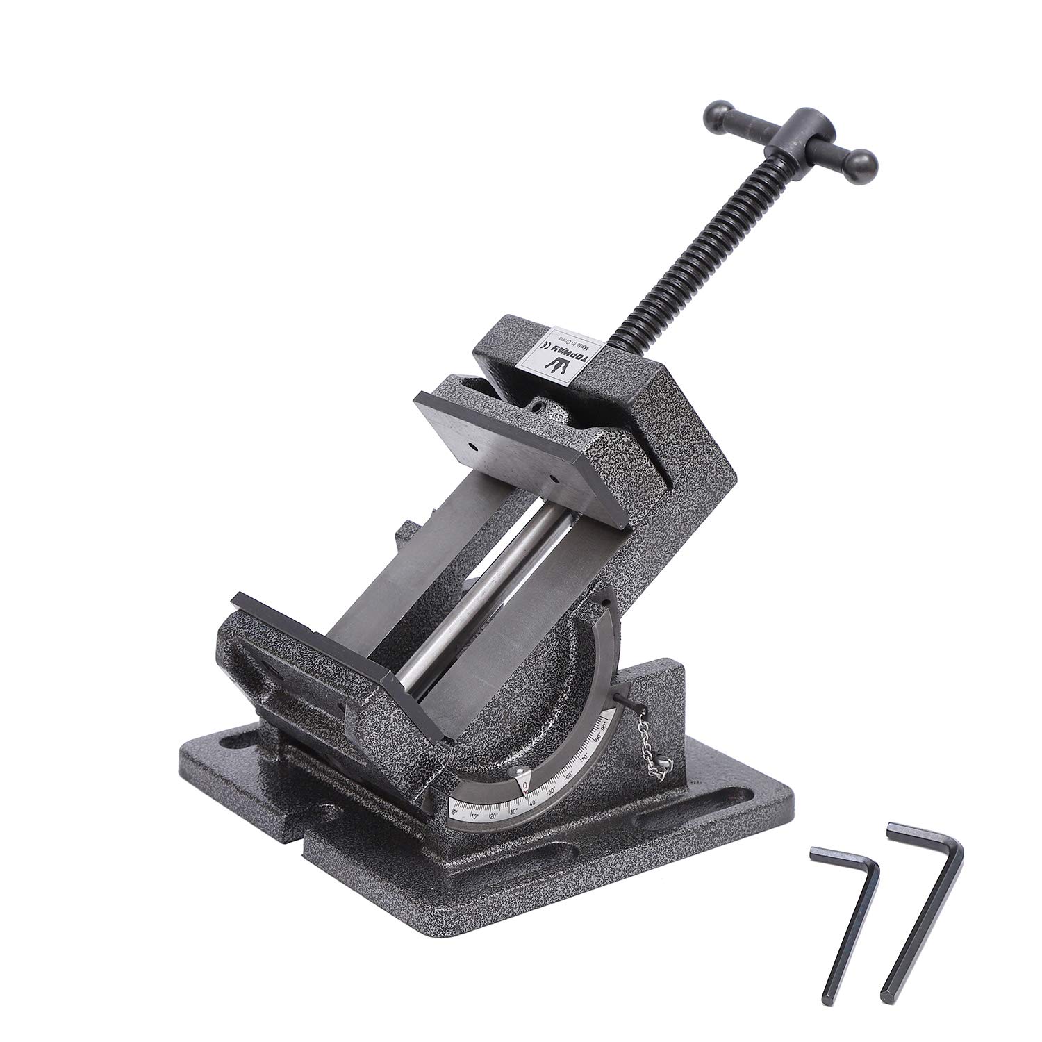 TOPWAY Étau de Perceuse à Colonne Inclinable 4" 100mm, Professionnel Étau à Pince d'angle Inclinable Pince d'établi de Table de pour Travail en Acier