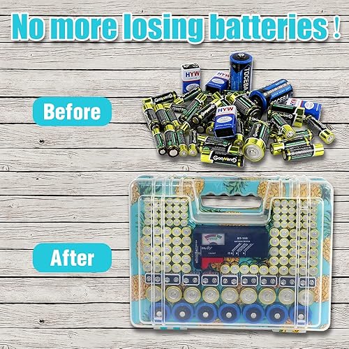 Miniatura 6 de Estuche organizador de batería con probador, caja de almacenamiento de batería impermeable, más de 230 fundas de batería para baterías domésticas