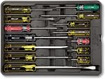 JET Screwdriver Set - Premium CrV Steel, Super Strong Acetate Jumbo Grip Grooved Handles with Engraved Tip Type, Slot Square, Phillips, Torx Tips - 13 Pieces