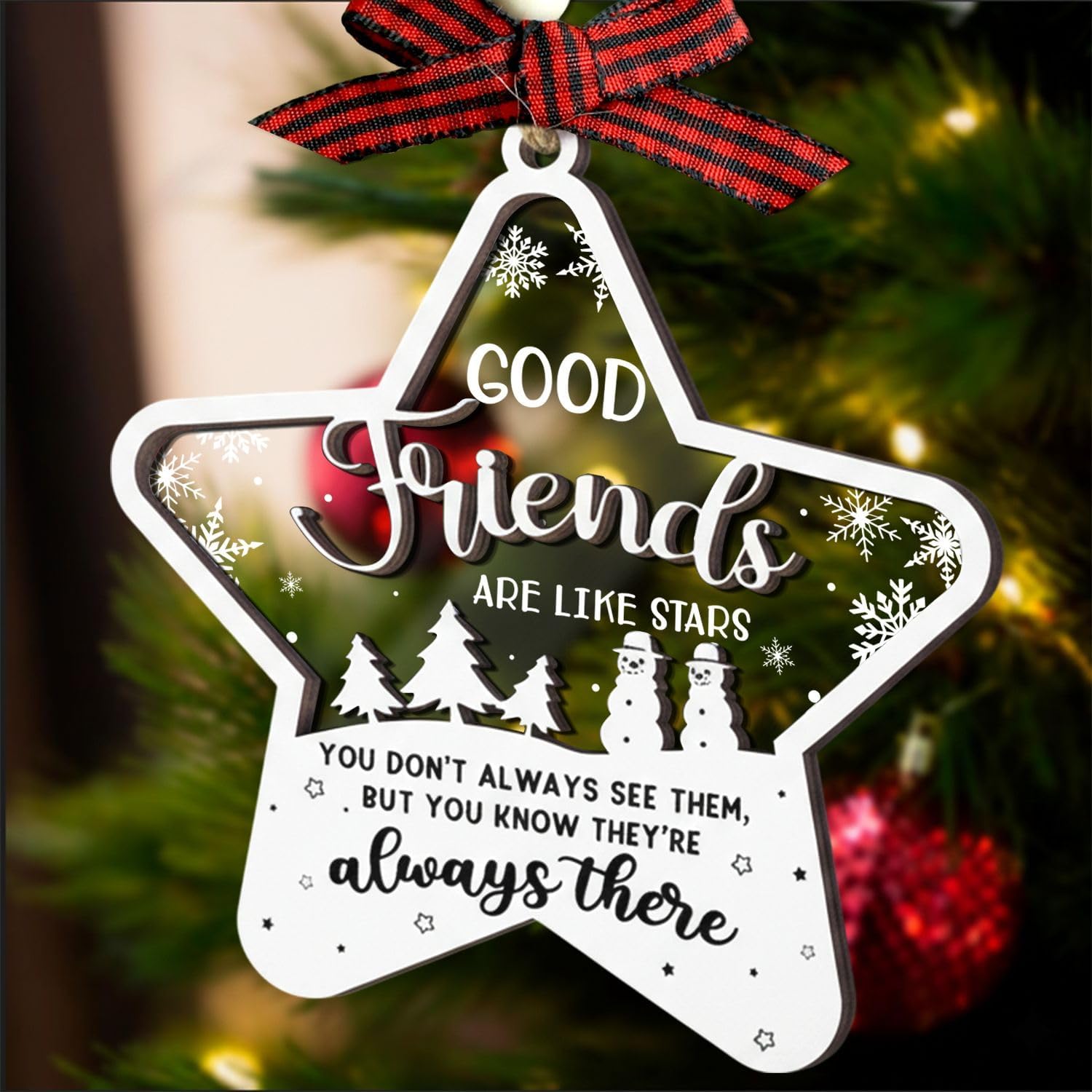 Friendships Gifts Ornament - 2 Layer Friends Christmas Ornaments - Friends Ornament, Birthday Presents for Best Friends Sisters - Ornaments for Women Friend, Gifts for Best Friend Woman