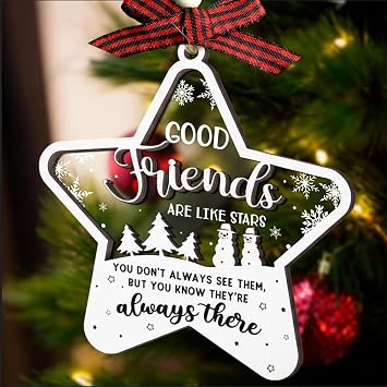 Friendships Gifts Ornament - 2 Layer Friends Christmas Ornaments - Friends Ornament, Birthday Presents for Best Friends Sisters - Ornaments for Women Friend, Gifts for Best Friend Woman