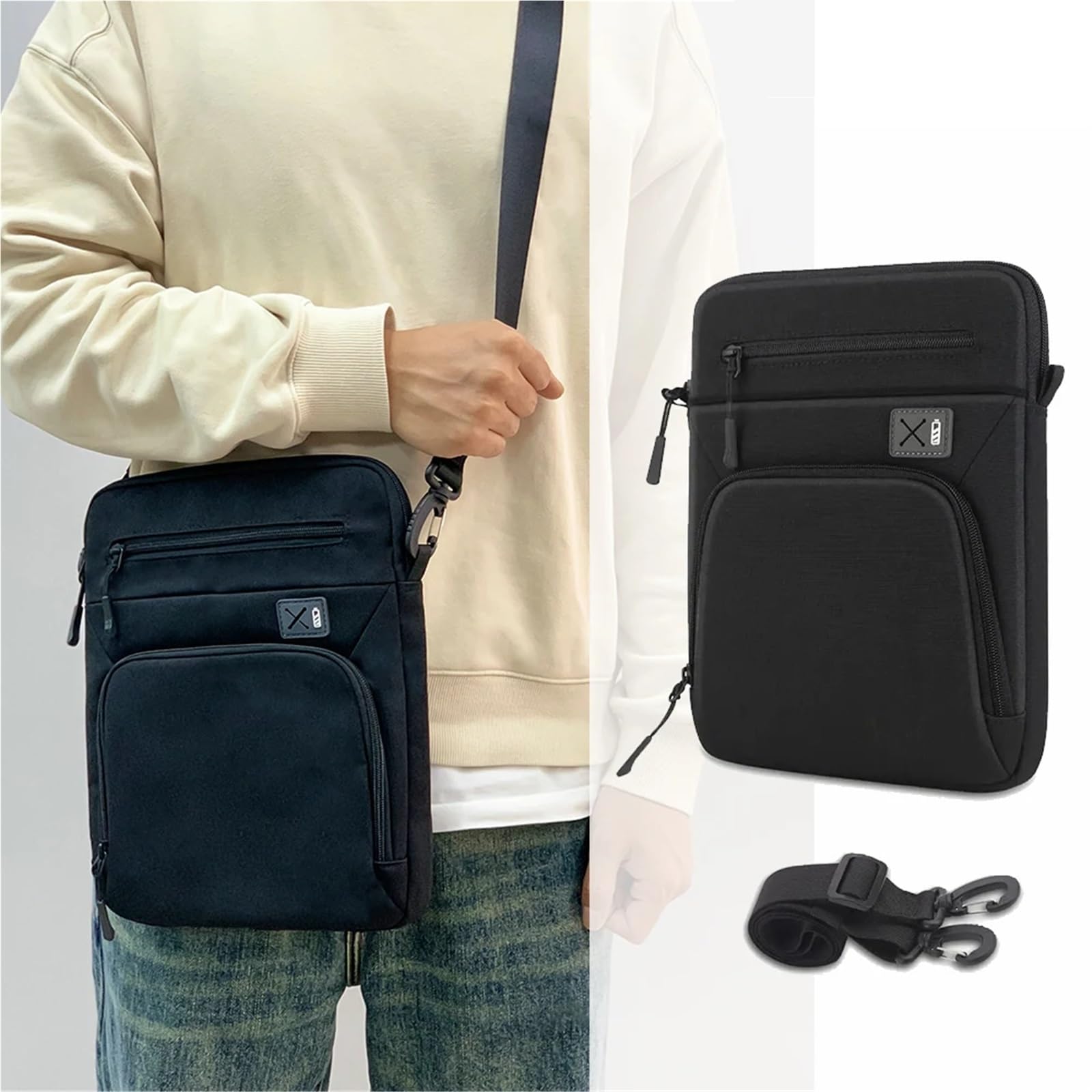 Bolsa Blanda De Tableta Bolso de la Manga de la Tableta Estuche Que Lleva de la manija de 12,9 Pulgadas con la Correa for el Hombro(Dark)