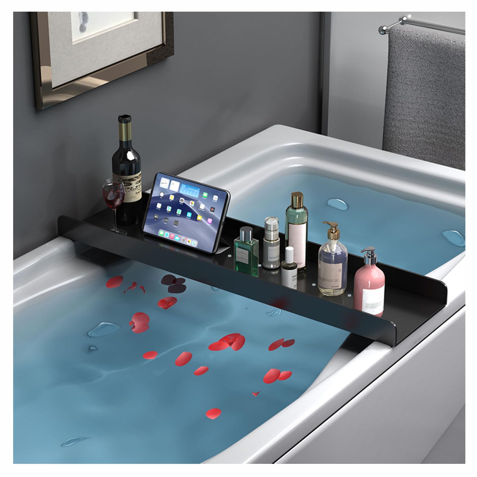 Plateau de baignoire transparent ondulé pour un moment de détente et lecture dans le bain