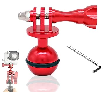 CNC Aluminum Alloy Spherical mounting Adapter, Suitable for Diving Butterfly Clip ?Gopro Hero Series/AKASO/SJCAM Sports Camera, with 3/8'' Screw Hole + Thumb Screw by Liveda